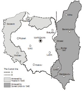 Le territoire polonais avant et après le remaniement des frontières