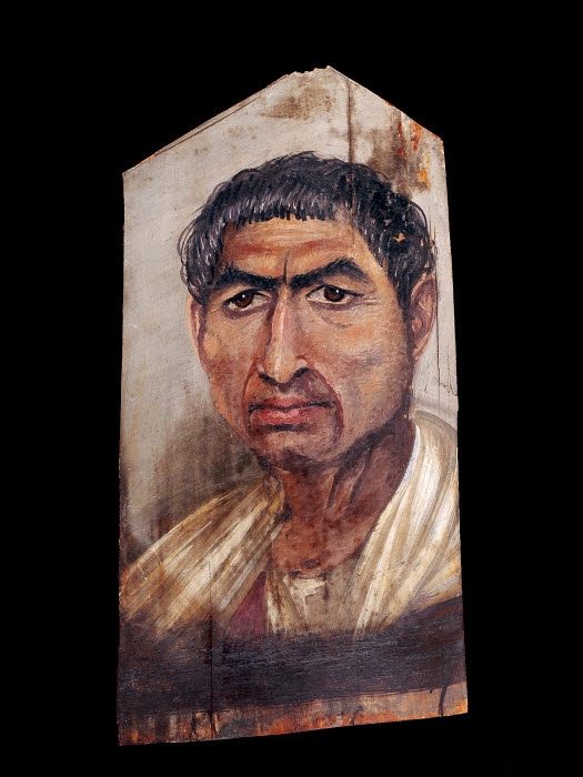 Portrait d’homme mature,<br>vers 100-120, bois de tilleul peint à l’encaustique, H. 30,5 cm ; l. 22,8 cm, Hawara<br>EA74715, British Museum, Londres, bmimages.com